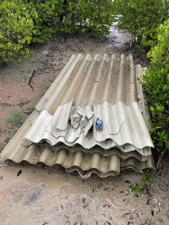 Photo of dumped asbestos fencing in Townsville which is being investigated.